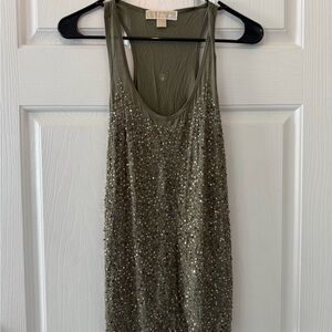 Michael Kors Beaded Olive Green Tank
